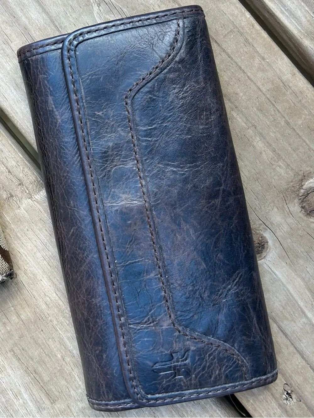 FRYE Melissa Leather Trifold Wallet - Dark Brown